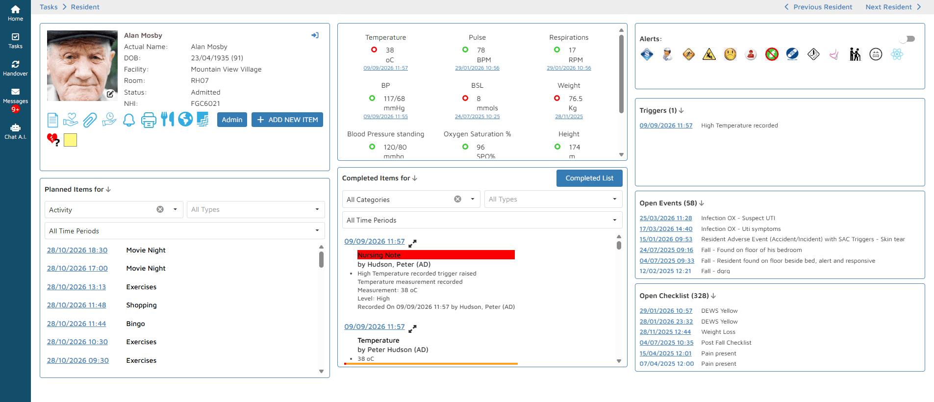 VCare Information Management - Resident Profile Screen VCare Information Management - Resident Profile Screen